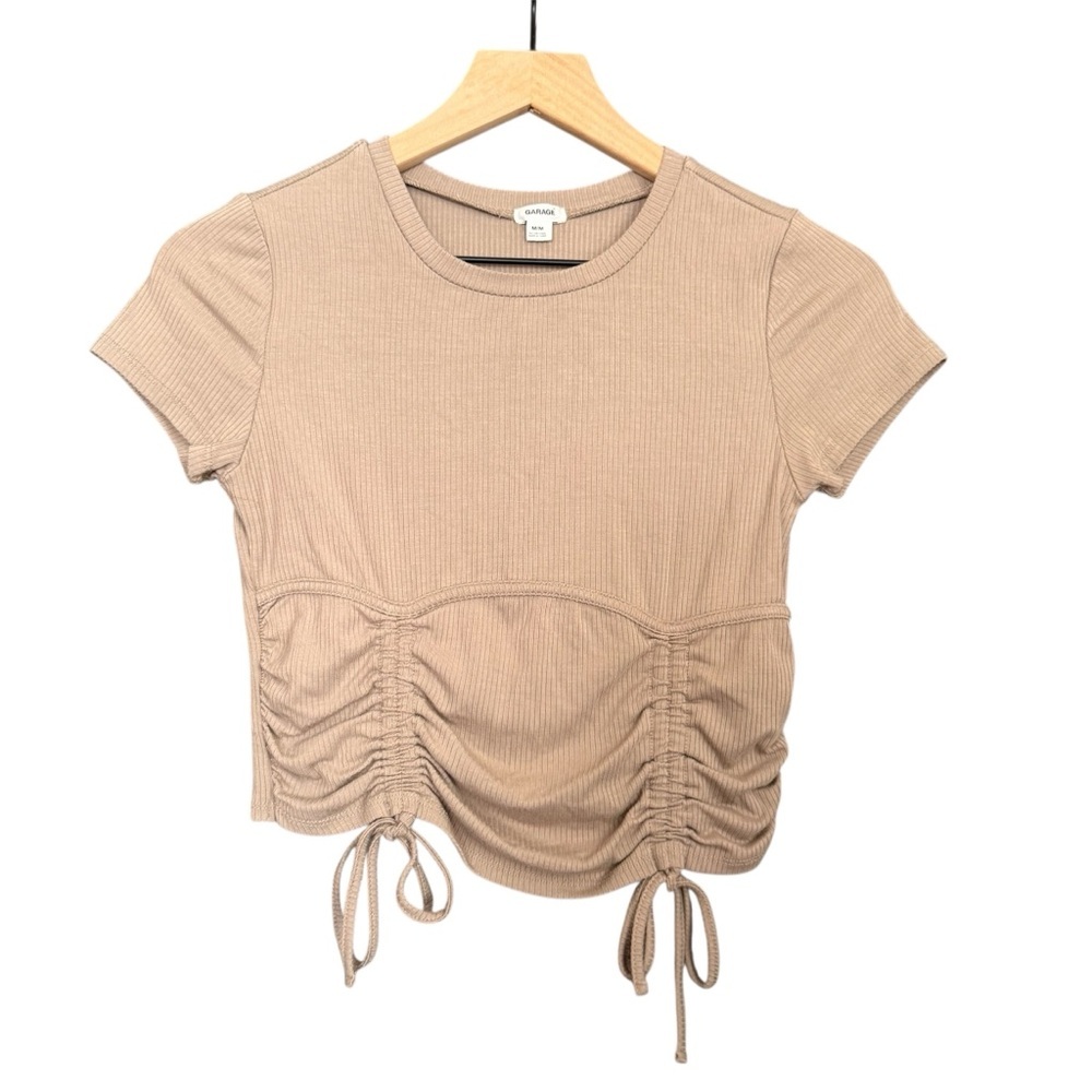 Garage Tan Ruched Crop Top